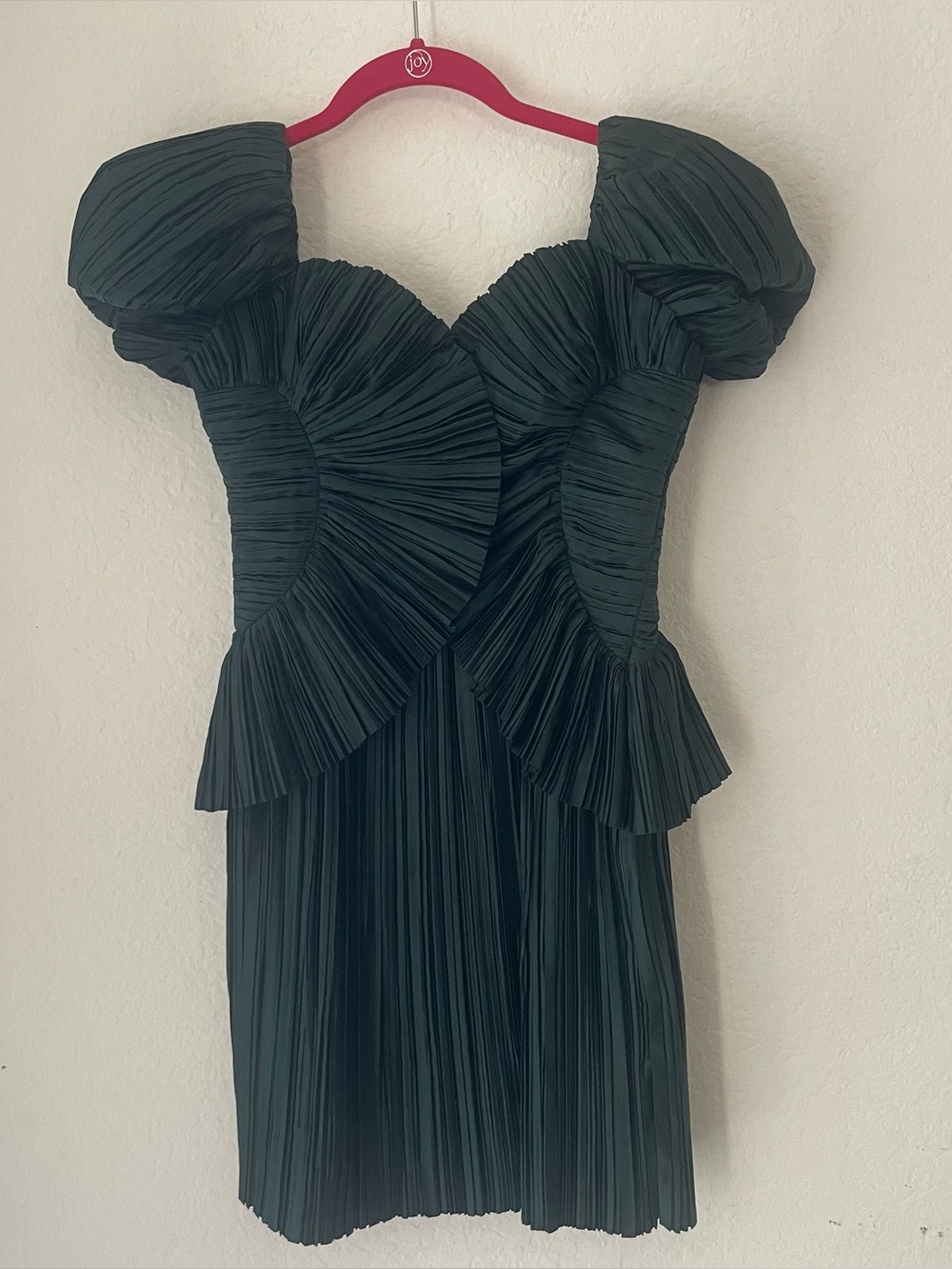 Cult Gaia Girls Pleated Puff Sleeve Dress Green Size 12Y Party Formal